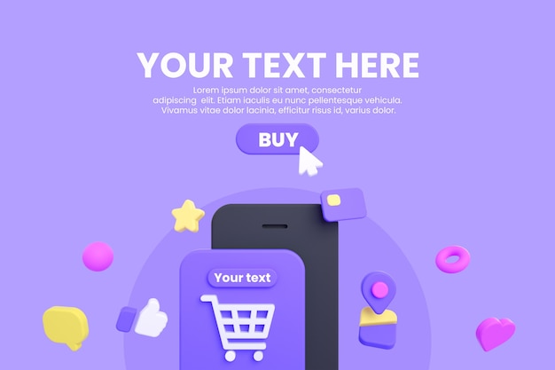 PSD online shopping mobile or e-commerce mockup isolated