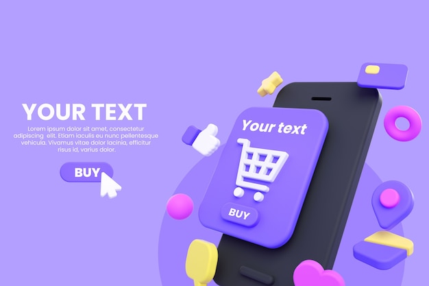 Shopping online mobile o mockup di e-commerce isolato