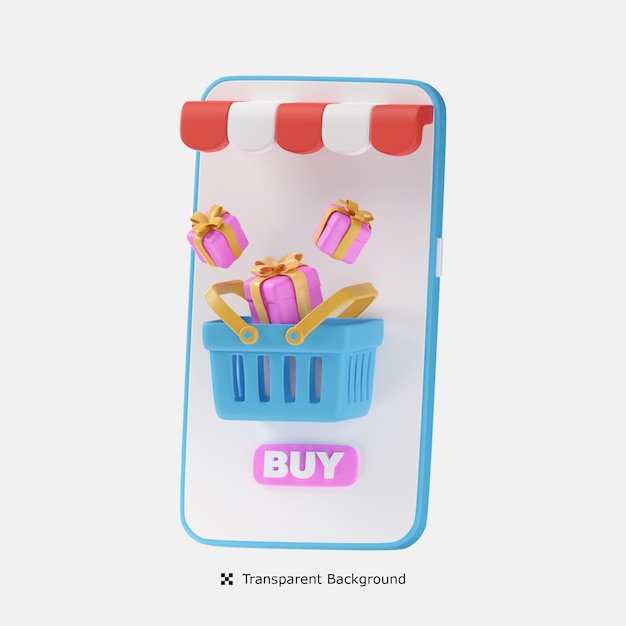 Online shopping payments 3d icon illustration