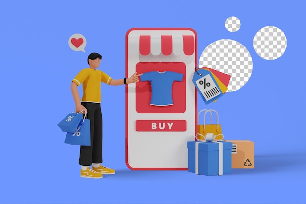 Online shopping sale 3d illustration