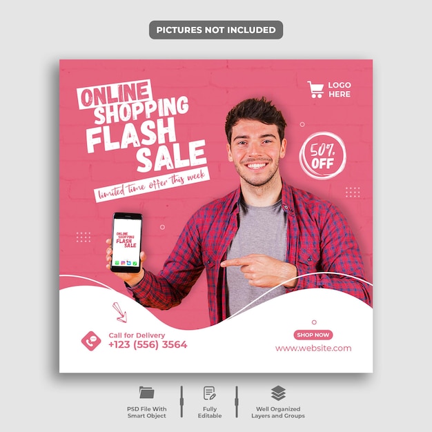 PSD online shopping social media banner template