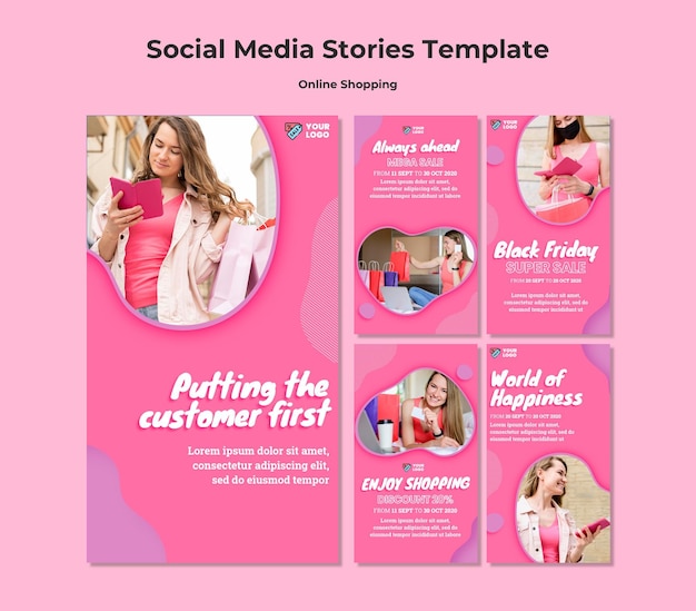 PSD online shopping social media stories