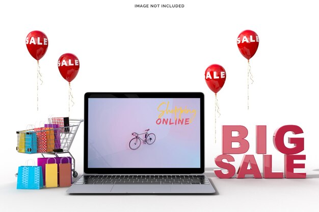 PSD online shopping with laptop mockups