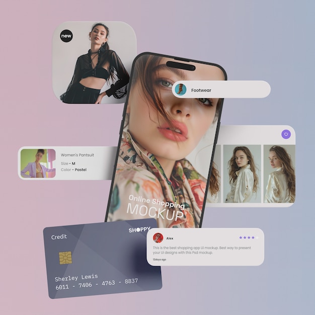 Online shopping with smartphone mockup