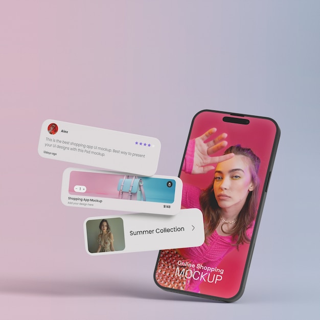 Shopping online con il mockup dello smartphone