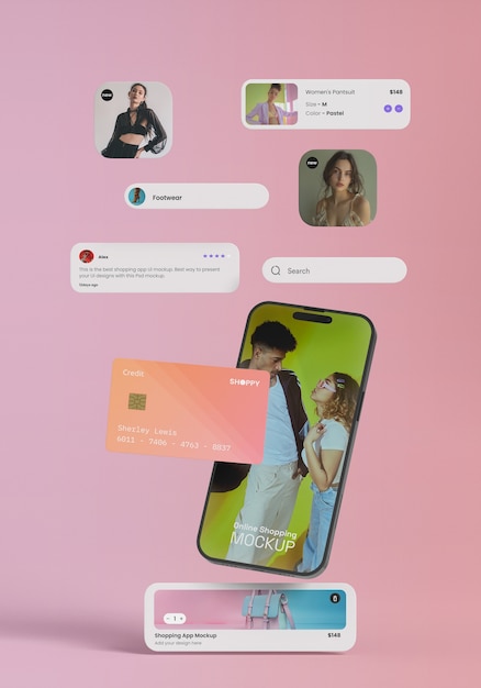 PSD shopping online con il mockup dello smartphone