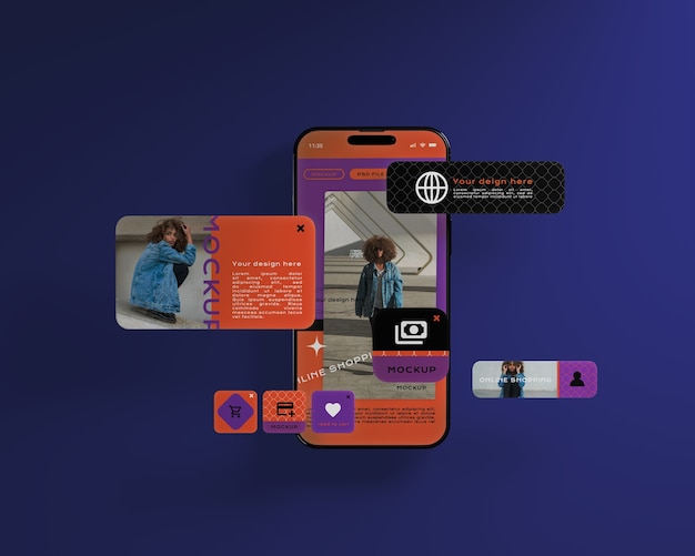 PSD online shopping  with smartphone mockup