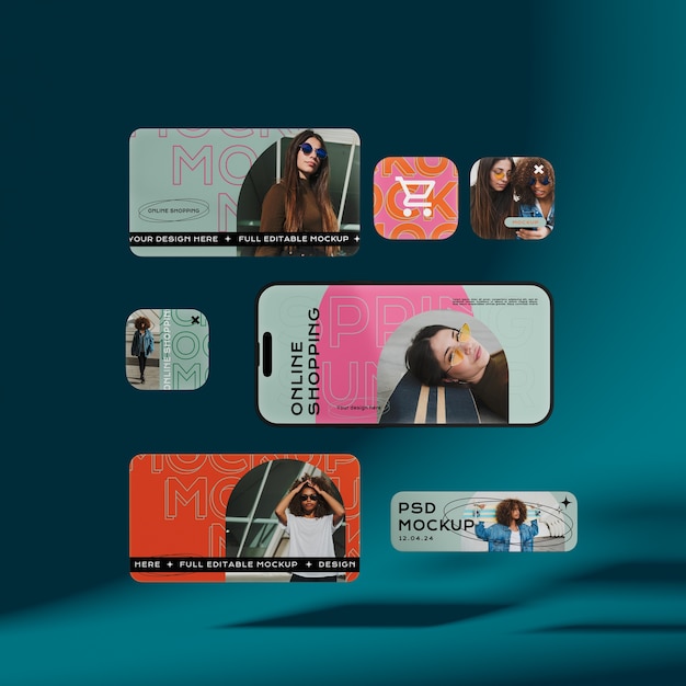 PSD online shopping  with smartphone mockup