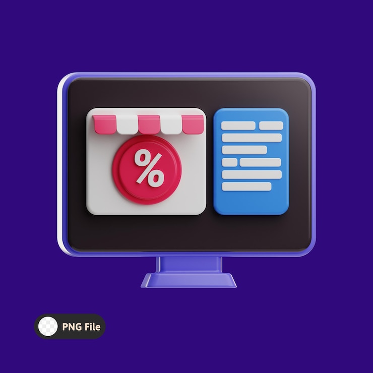 PSD online store business illustration 3d