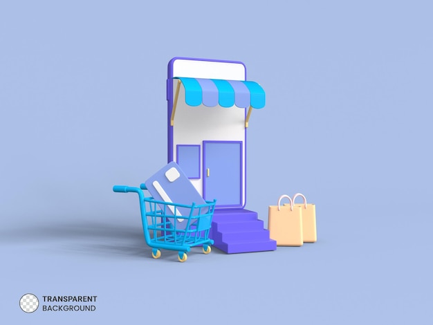 Значок интернет-магазина Изолированная 3d визуализация Иллюстрация