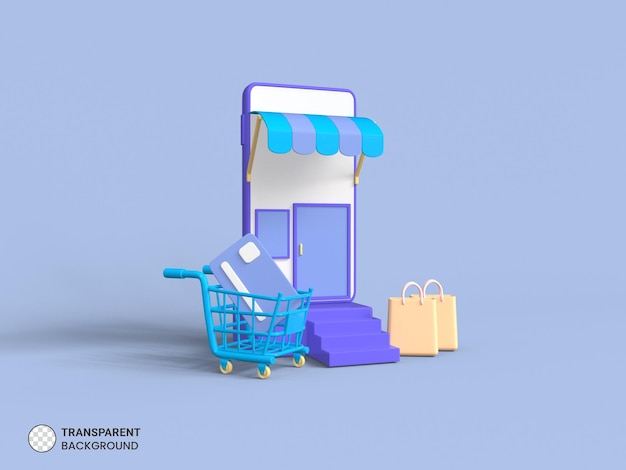 PSD online store icon isolated 3d render illustration