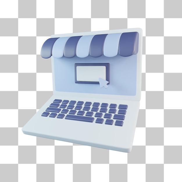 Online store laptop 3d icon