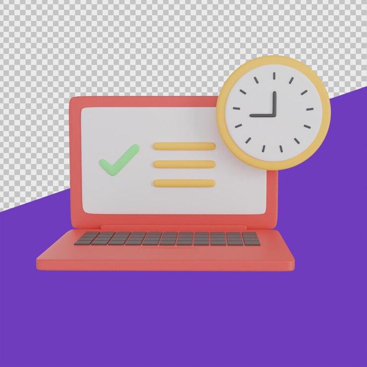 PSD online test time 3d education illustrations