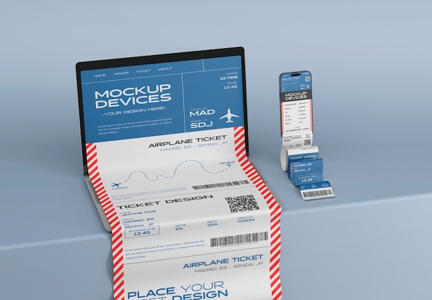 PSD online ticket on phone mockup