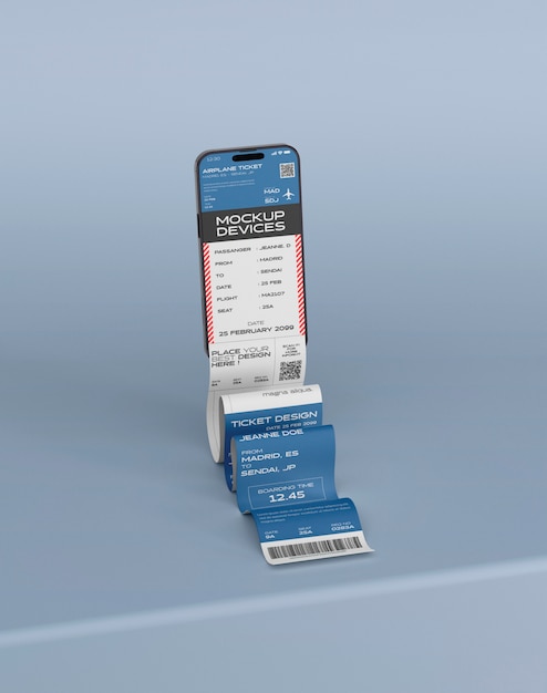 PSD online ticket on phone mockup