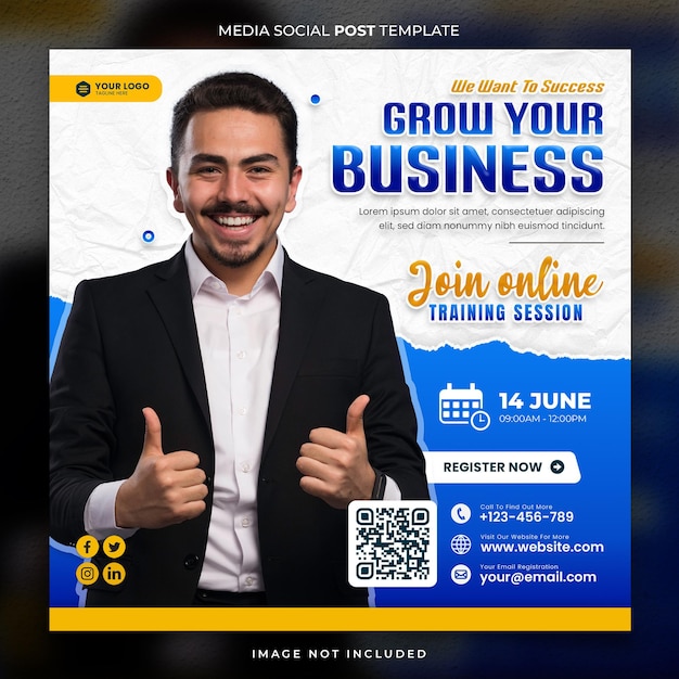 Online training business agency media social post template