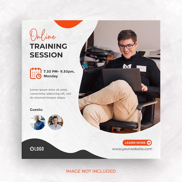 Online training webinar social media post or banner template