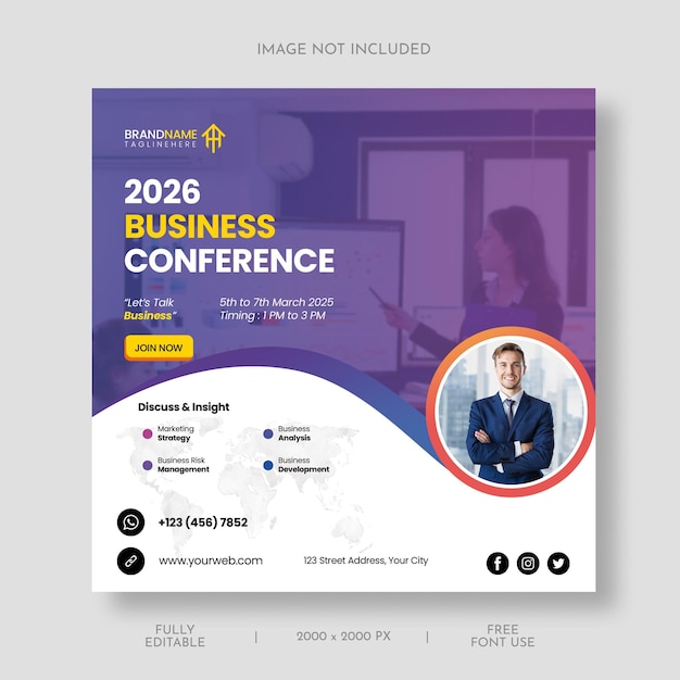 Online vector business conference concept flyer template