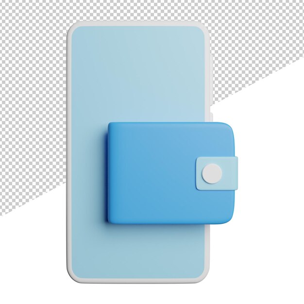 PSD pagamento del portafoglio online vista frontale icona di rendering 3d illustrazione su sfondo trasparente