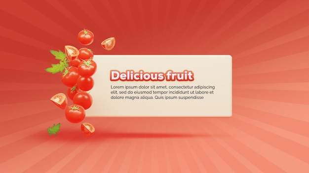 PSD online warzywa sprzedaż post szablon z 3d renderowania pomidora