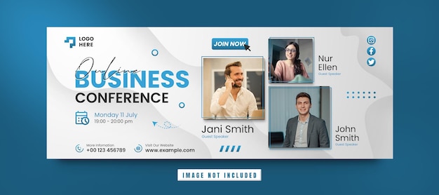 Online webinar business conference facebook cover and banner flyer Premium Psd