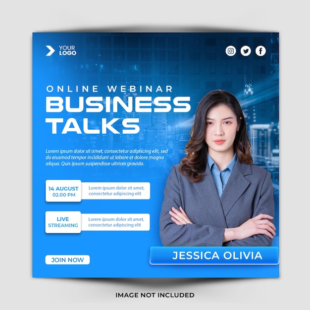 Online webinar business talks social media post template