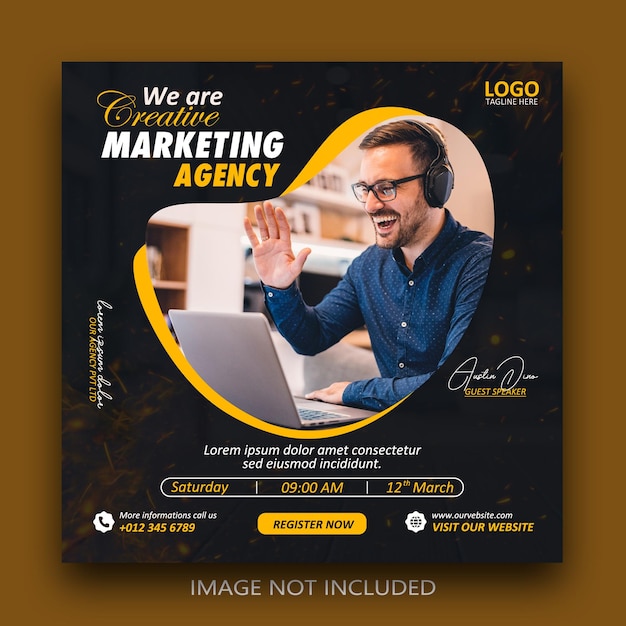 Online webinar digital marketing advertising social media post template