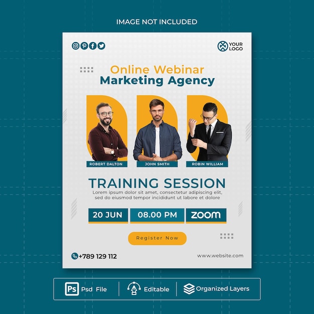 online webinar digital marketing agency for social media banner instagram post potrait template