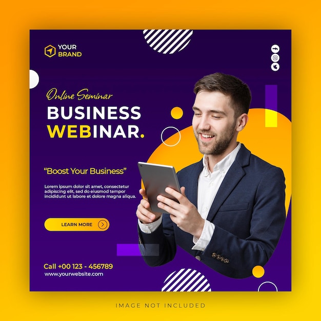 Online webinar instagram post template with modern corporate concept design