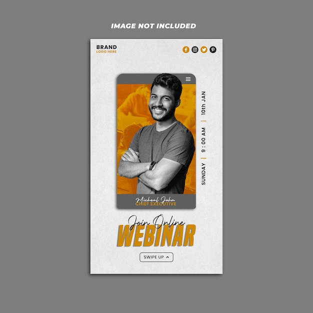 Online webinar instagram story design psd template