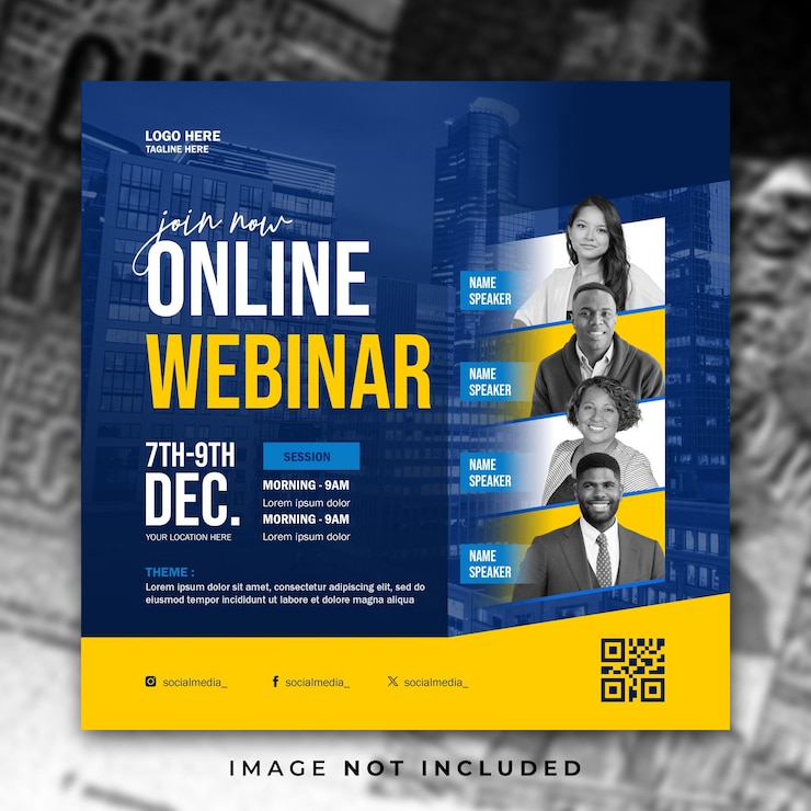 PSD online webinar social media banner template