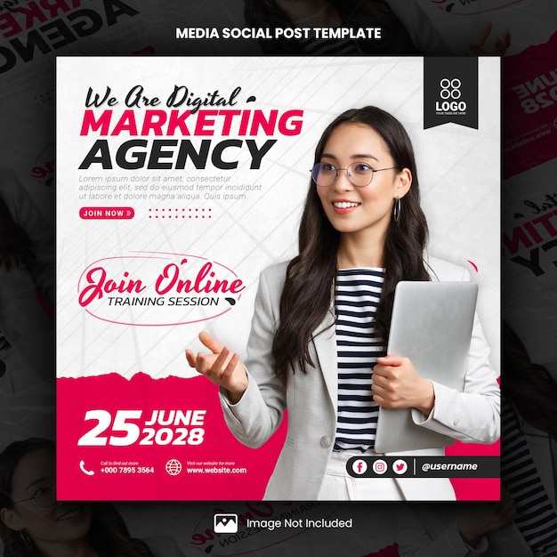 Online webinar zakelijke marketing media sociale post sjabloon