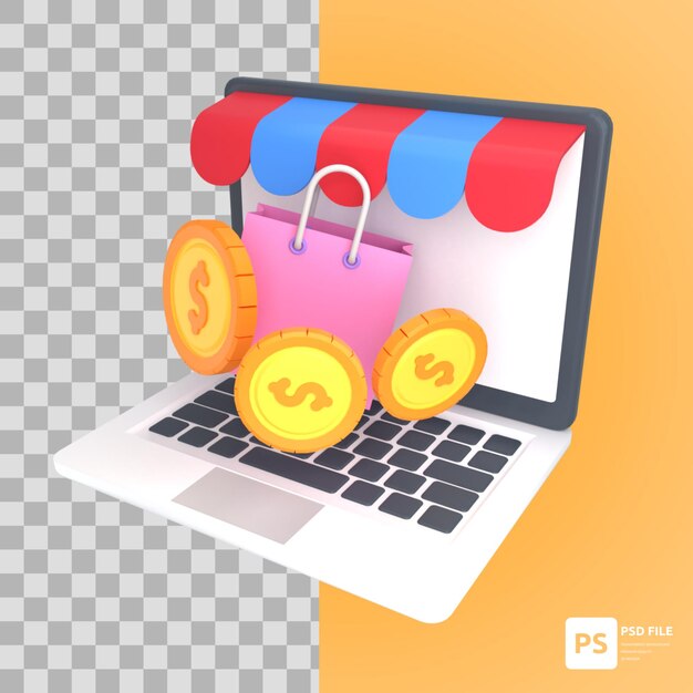 PSD online winkel in 3d-illustratieontwerpmiddelen