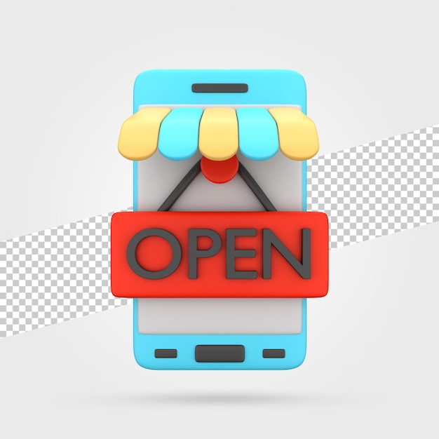 PSD online winkel open 3d render