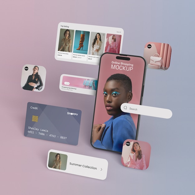 PSD online winkelen met een smartphone mockup