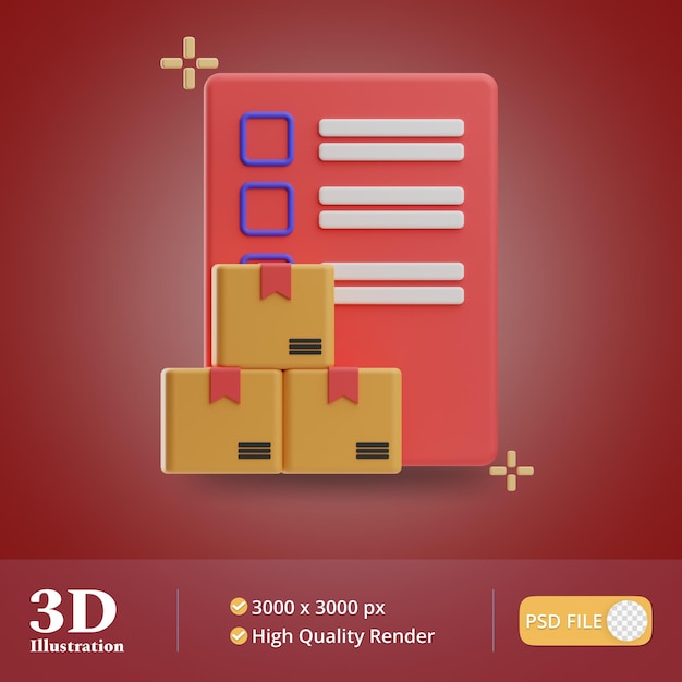 PSD online winkelen objecten pakket controleren illustratie 3d