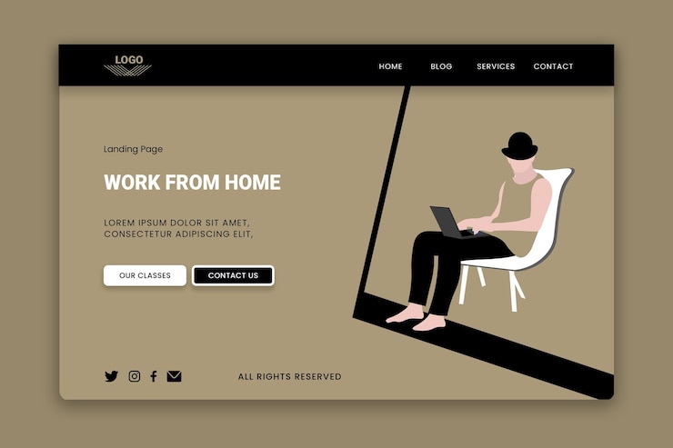 PSD online work landing page template