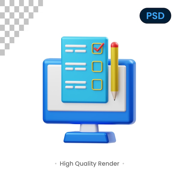 Onlineundersökning 3D Render Illustration Premium Psd