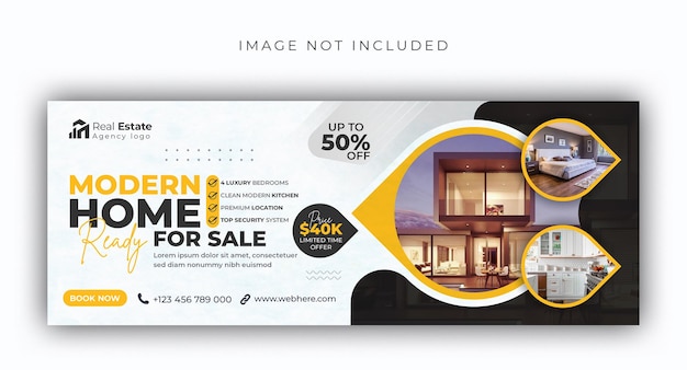 Onroerend goed bedrijf facebook cover design huis eigendom verkopen sociale media banner sjabloon
