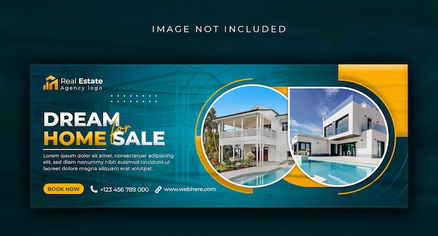 Onroerend goed bedrijf facebook cover design huis eigendom verkopen sociale media banner sjabloon
