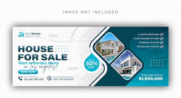 Onroerend goed huis eigendom verkoop sociale media facebook cover banner sjabloon