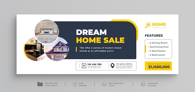 Onroerend goed moderne huisverkoop facebook cover of eigendom huis kopen en verkopen horizontale web banner