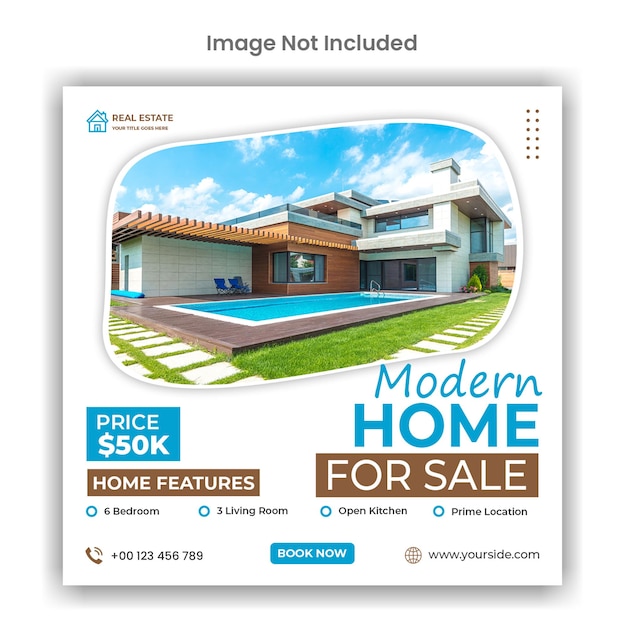 Onroerend goed moderne huisverkoop sociale media of instagram post design
