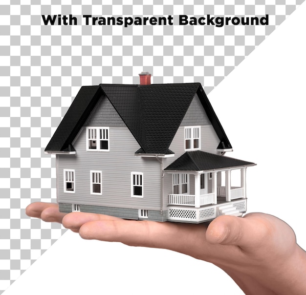 Onroerend goed onroerend goed Mooi huis in de hand PNG PSD geïsoleerd op doorzichtige achtergrond