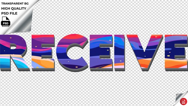 PSD ontvang typografie vlakke kleurrijke tekst textuur psd transparent