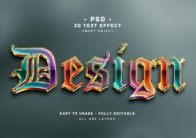 PSD ontwerp 3d-kleuren teksteffect