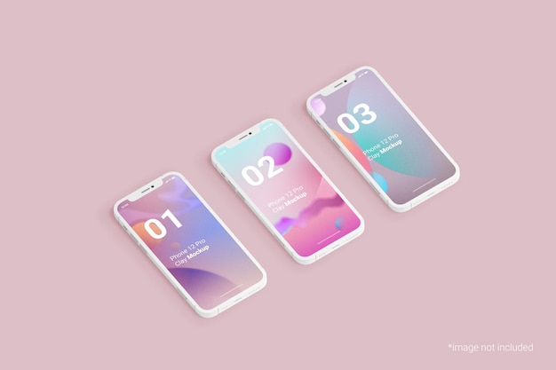 PSD ontwerp klei mockup voor mobiele telefoons