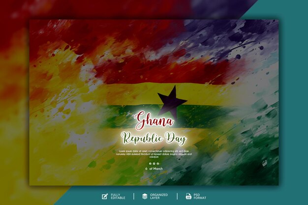 PSD ontwerp sjabloon voor grafische en sociale media op de onafhankelijkheidsdag van ghana