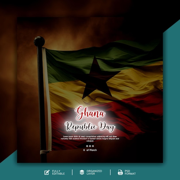PSD ontwerp sjabloon voor grafische en sociale media op de onafhankelijkheidsdag van ghana