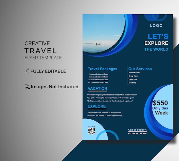 PSD ontwerp van de flyer voor reizigers